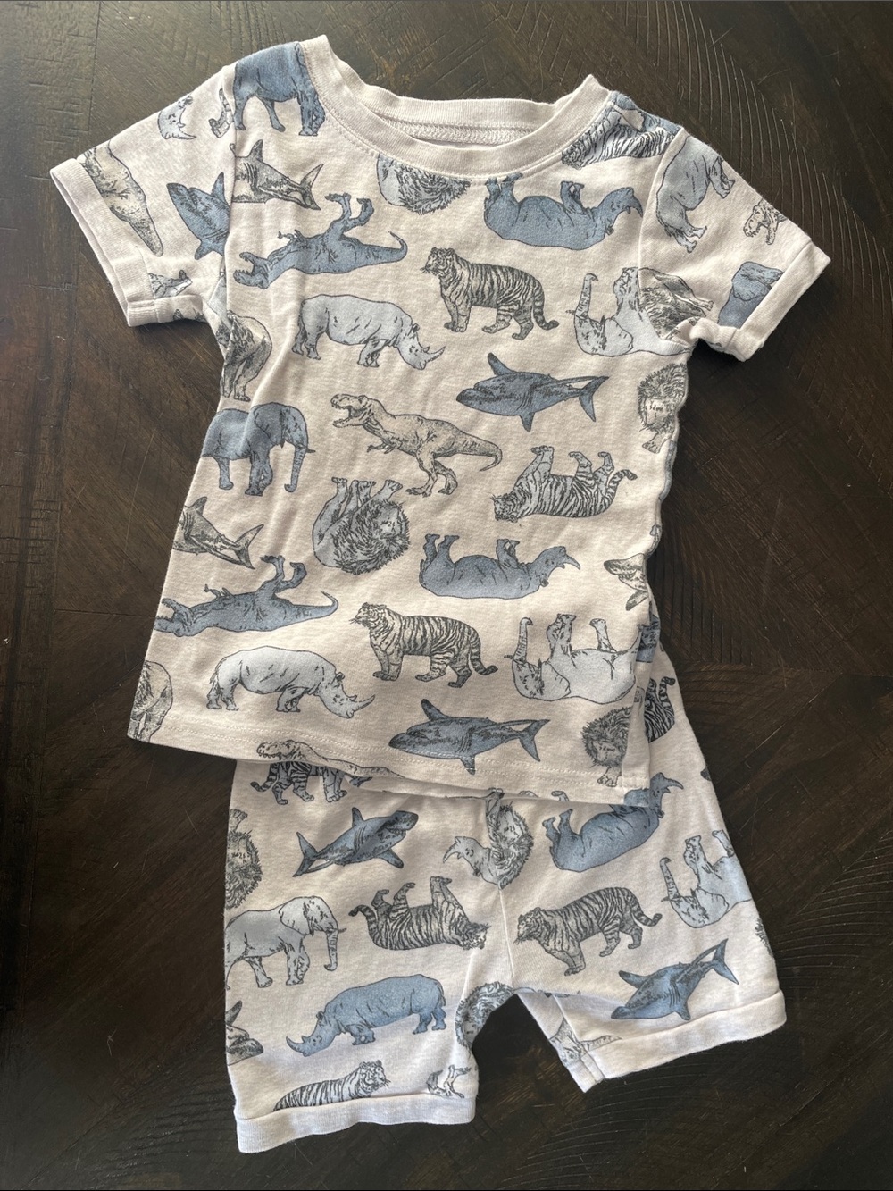 Old Navy Blue and White Animal Print Kids Pajama Set